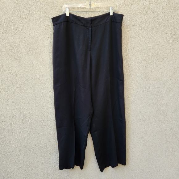 Eileen Fisher Pants Women's Large Black Wide Leg Dropped Rise Chiffon Classic - Picture 3 of 10